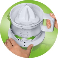 Braun Tribute Collection CJ 3000 Citrus Press - 5 Pulp Control Settings & Reverse Function - Sleek White Design